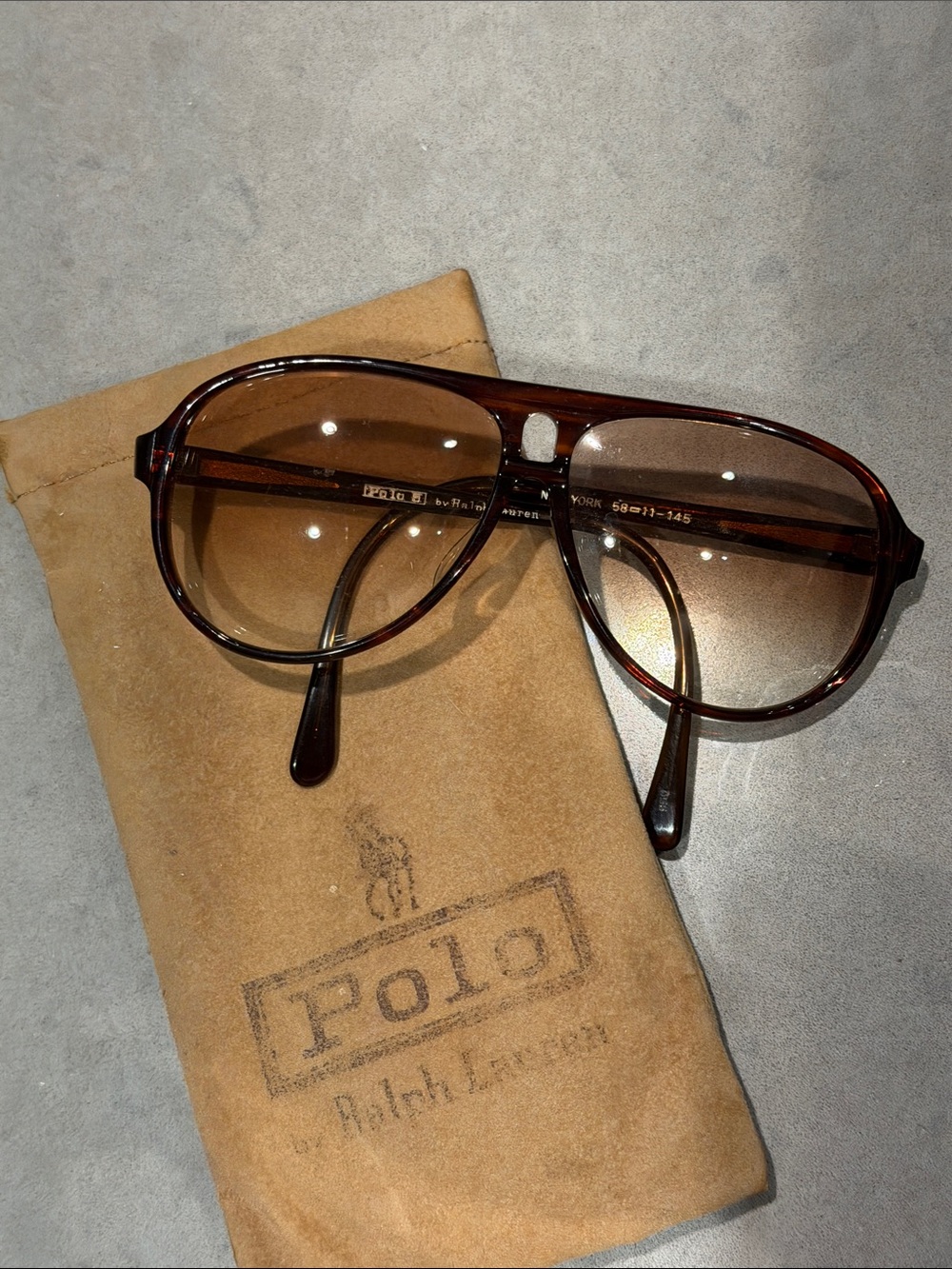 Polo by Ralph Lauren Brown Tortoiseshell Eyewear Temple with Silver Logo